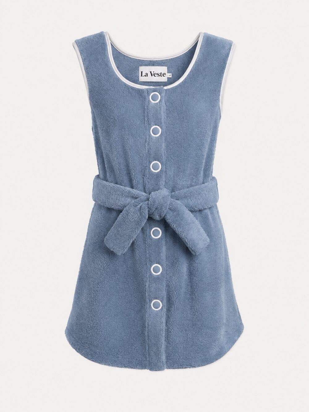 La Veste L Mini Lima Terry Cloth Towel Dress in Blue